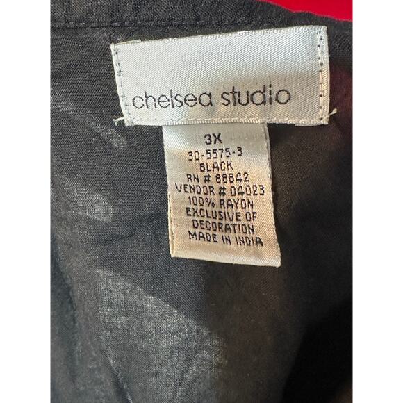 Chelsea Studio Tunic Shirt with Lace Black button down Rayon womens 3xl - Picture 4 of 5